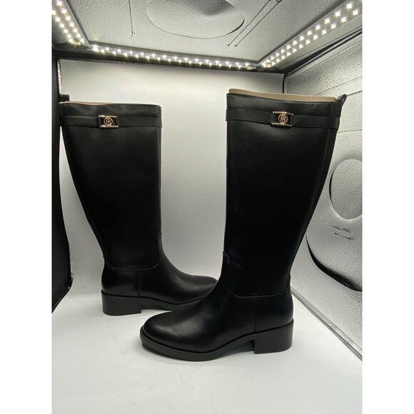 Tommy Hilfiger Women's Black Iviann High Shaft Riding Boots Shoes Size 9.5M NIB - Picture 2 of 5